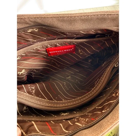 Montana West Brown & Turquoise Embroidered Studded Hobo Purse Wallet Set - Picture 5 of 10